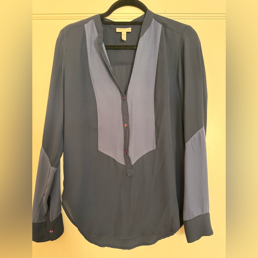 Leith Blue and Gray Women's Blouse